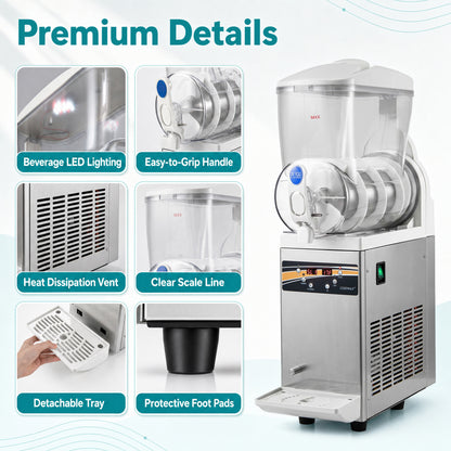 Commercial Slushy Machine 15L Single Tank 550W Freezer
