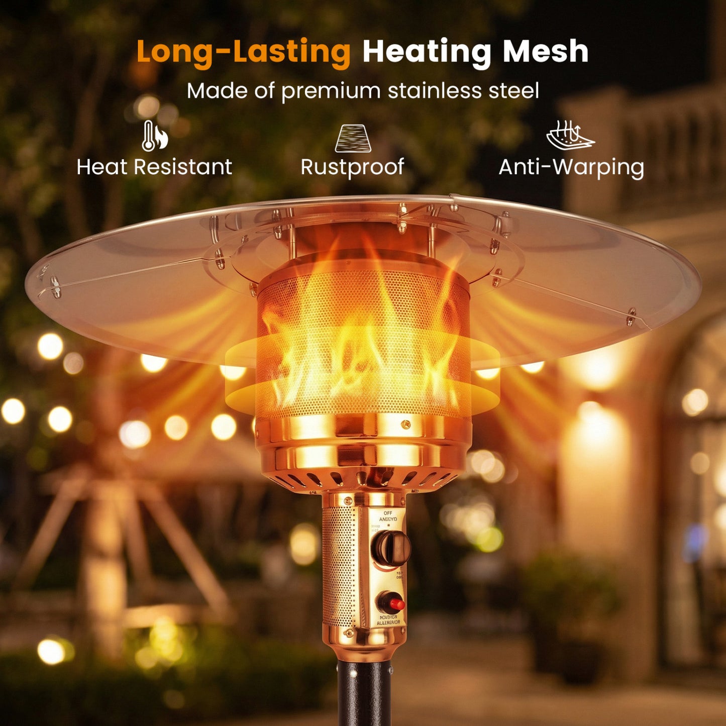 50 000 BTU Patio Propane Gas Heater with Stainless Steel Burner