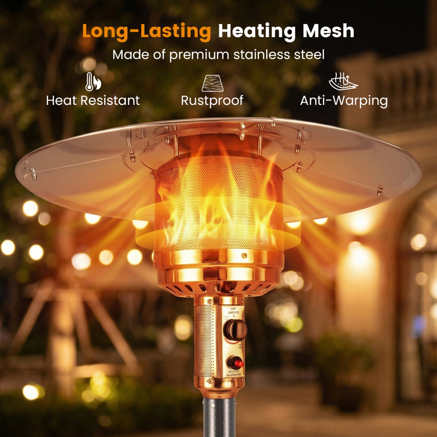 50 000 BTU Patio Propane Gas Heater with Stainless Steel Burner