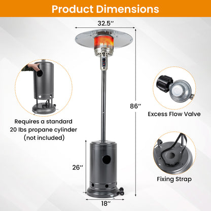 50 000 BTU Patio Propane Gas Heater with Stainless Steel Burner