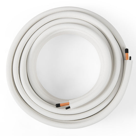 50 Feet Mini Split Line Set with 1/4 Inch and 1/2 Inch O.D. Copper Pipes Tubing