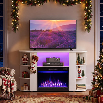 50” Fireplace TV Stand with RGB Lights and 23” Electric Fireplace for Living Room