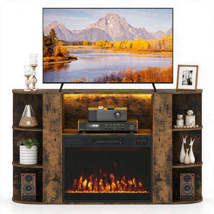 50” Fireplace TV Stand with RGB Lights and 23” Electric Fireplace for Living Room