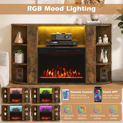50” Fireplace TV Stand with RGB Lights and 23” Electric Fireplace for Living Room