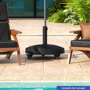 50 LBS Patio Wicker Style Resin Umbrella Base Stand Heavy Duty with Wheels