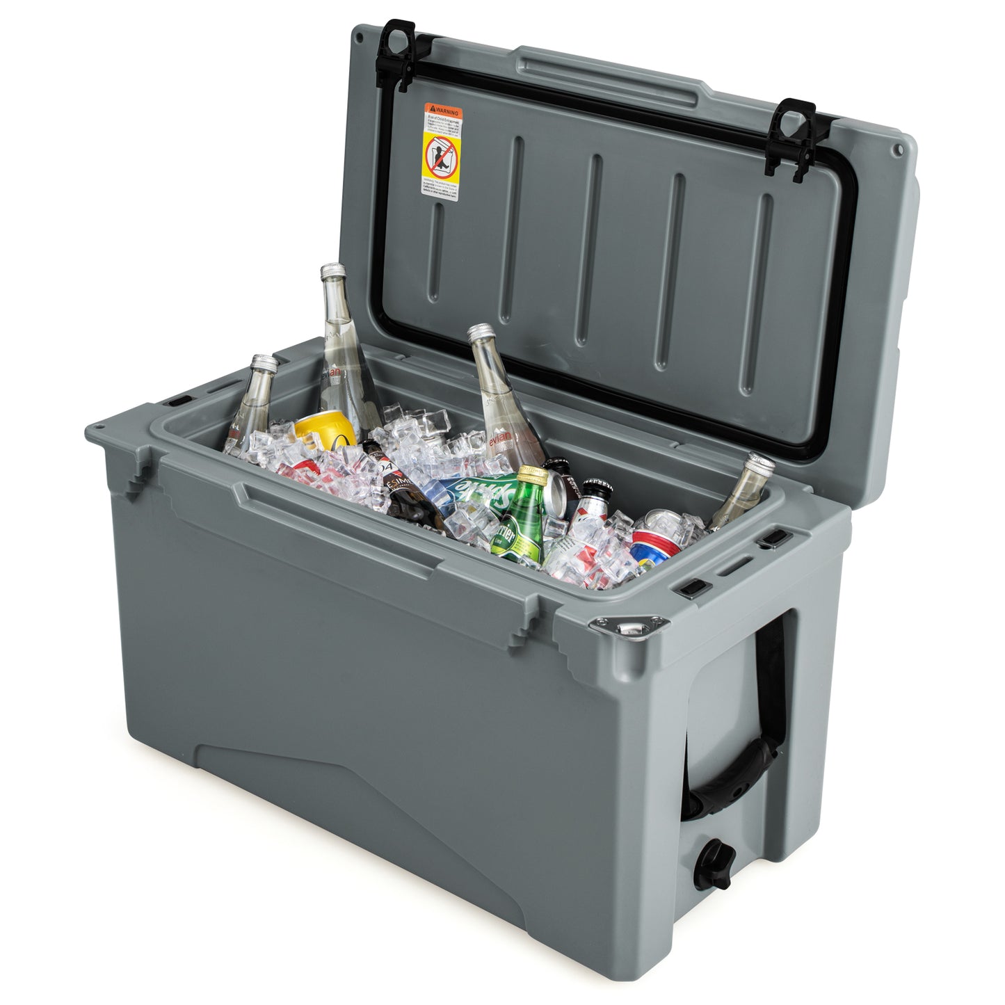 50 QT Rotomolded Cooler Insulated Portable Ice Chest with Integrated Cup Holders-Tan - Gray