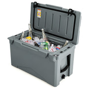 50 QT Rotomolded Cooler Insulated Portable Ice Chest with Integrated Cup Holders-Tan - Gray