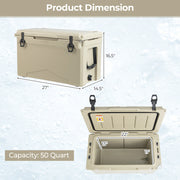 50 QT Rotomolded Cooler Insulated Portable Ice Chest with Integrated Cup Holders