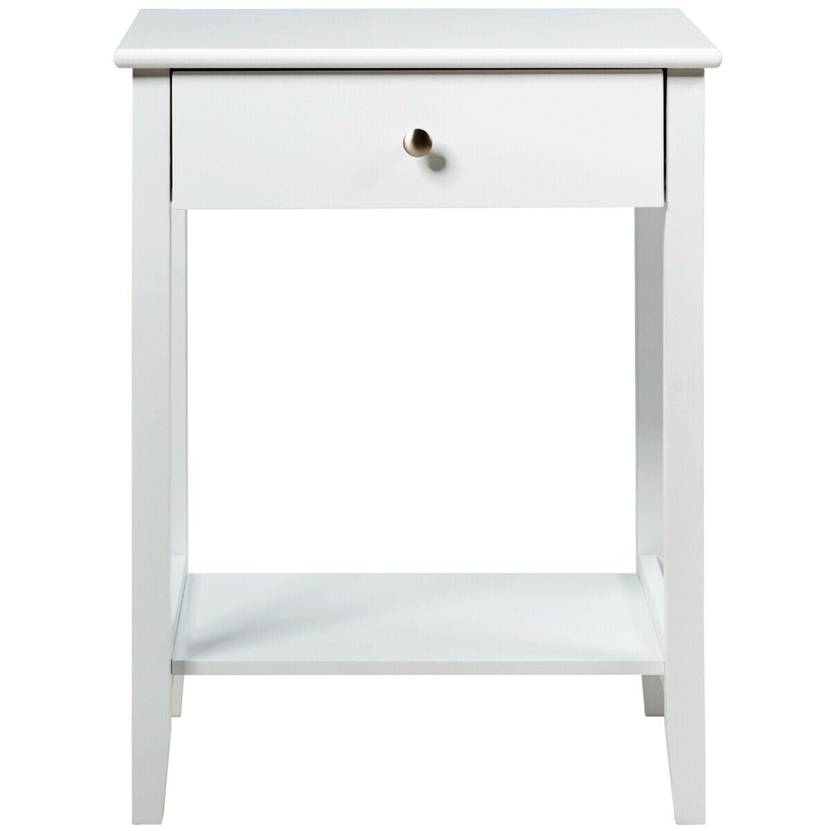 Wooden Nightstand End Table Storage Display -White