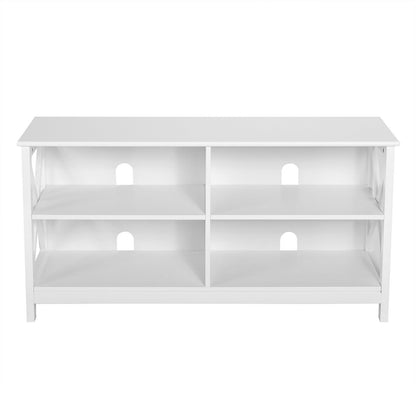 Wooden TV Stand Entertainment for TVs up to 55 Inch with X-Shaped Frame