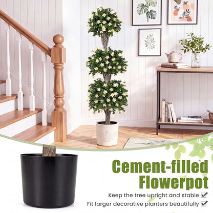 51" Artificial Topiary Tree with 3 Topiary Balls Sun-Resistant Fake Bushes