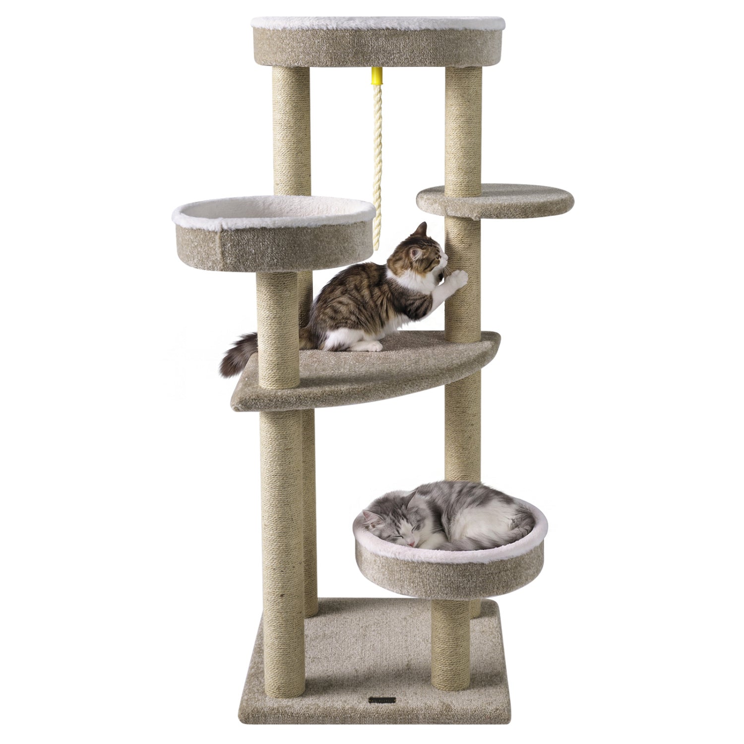 51"Carpeted Cat Tree with Comfy Plush Perches for Indoor Cats