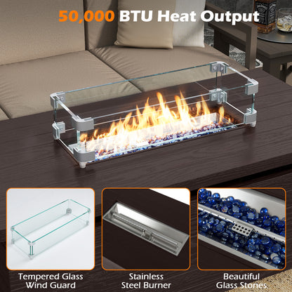 51-Inch Propane Fire Pit Table with 50,000 BTU Gas Burner