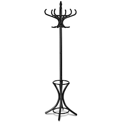 Wood Standing Hat Coat Rack with Umbrella Stand