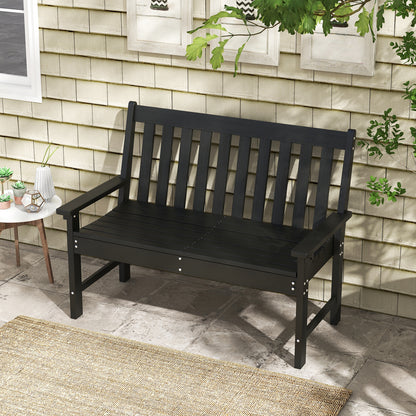 52 Inch All-Weather HDPE Outdoor Bench with Backrest and Armrests