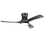 52 Inch Flush Mount Ceiling Fan with LED Light-Black