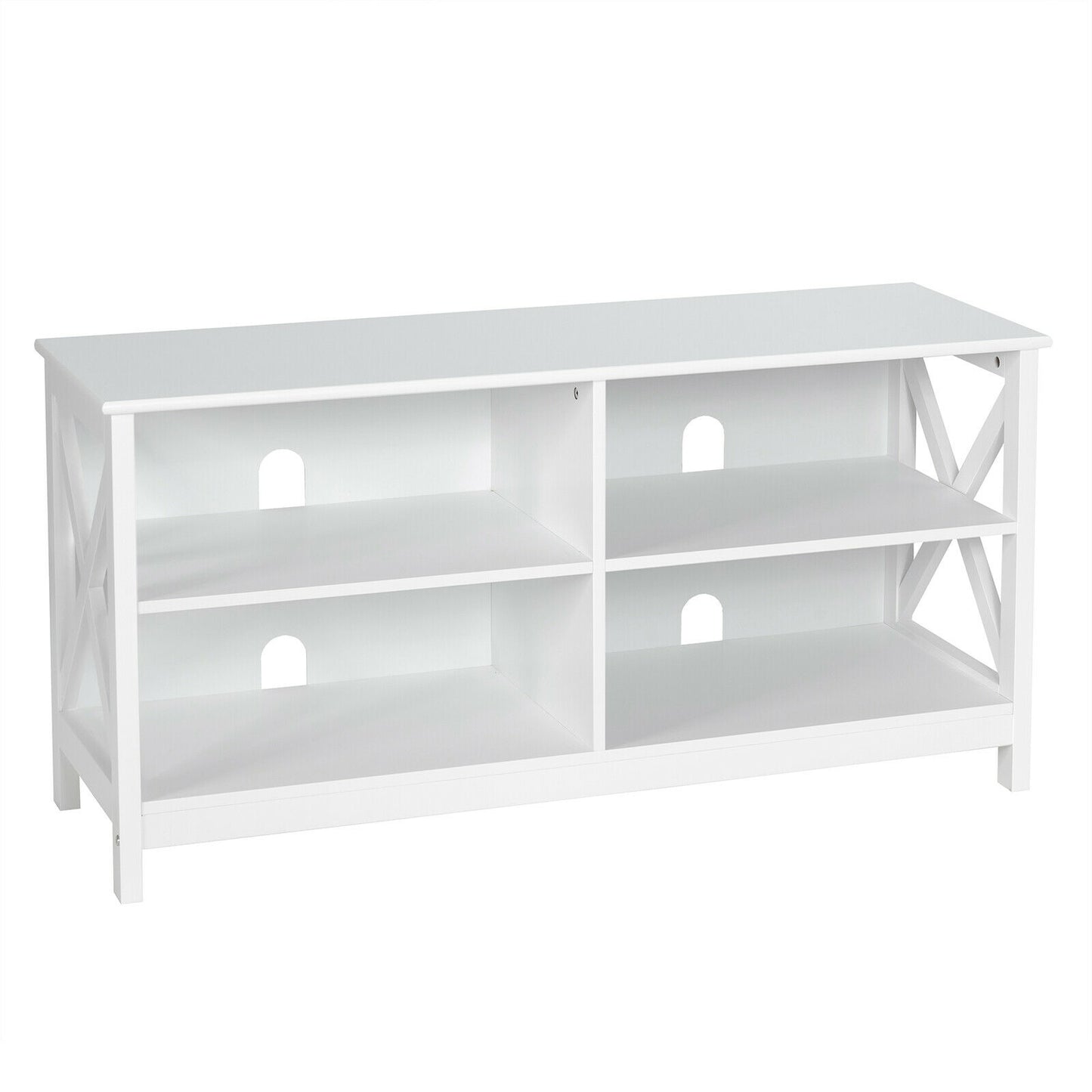 Wooden TV Stand Entertainment for TVs up to 55 Inch with X-Shaped Frame