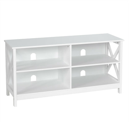 Wooden TV Stand Entertainment for TVs up to 55 Inch with X-Shaped Frame