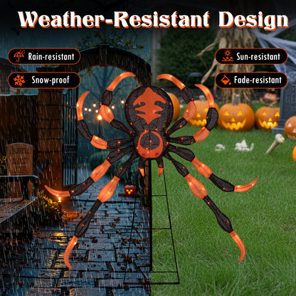 52 Inch Halloween Spider Decoration with 16 Flickering Warm White LEDs
