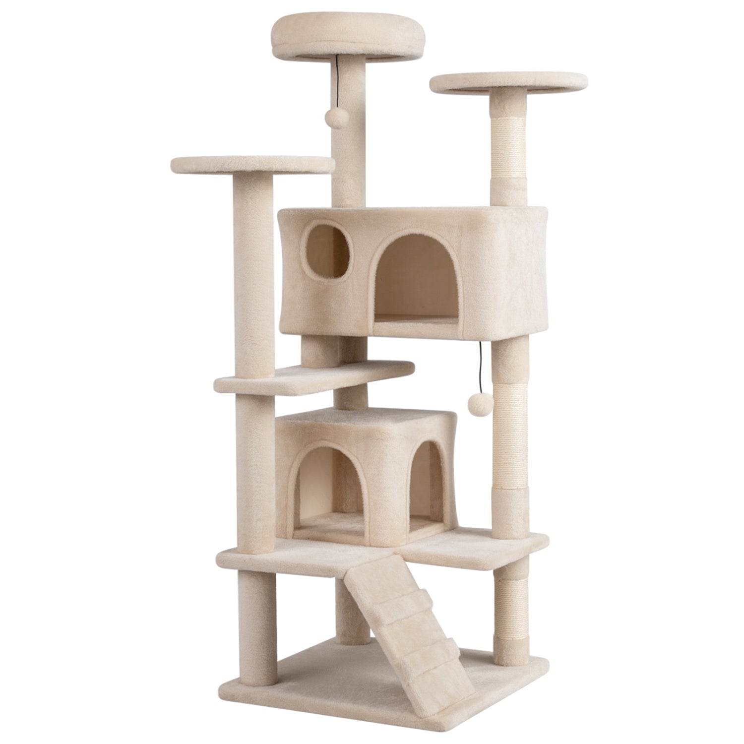 52 Inch Tall Cat Tree Tower for Indoor Cats-Beige