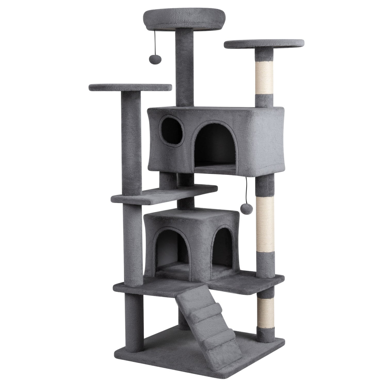 52 Inch Tall Cat Tree Tower for Indoor Cats-Light Gray
