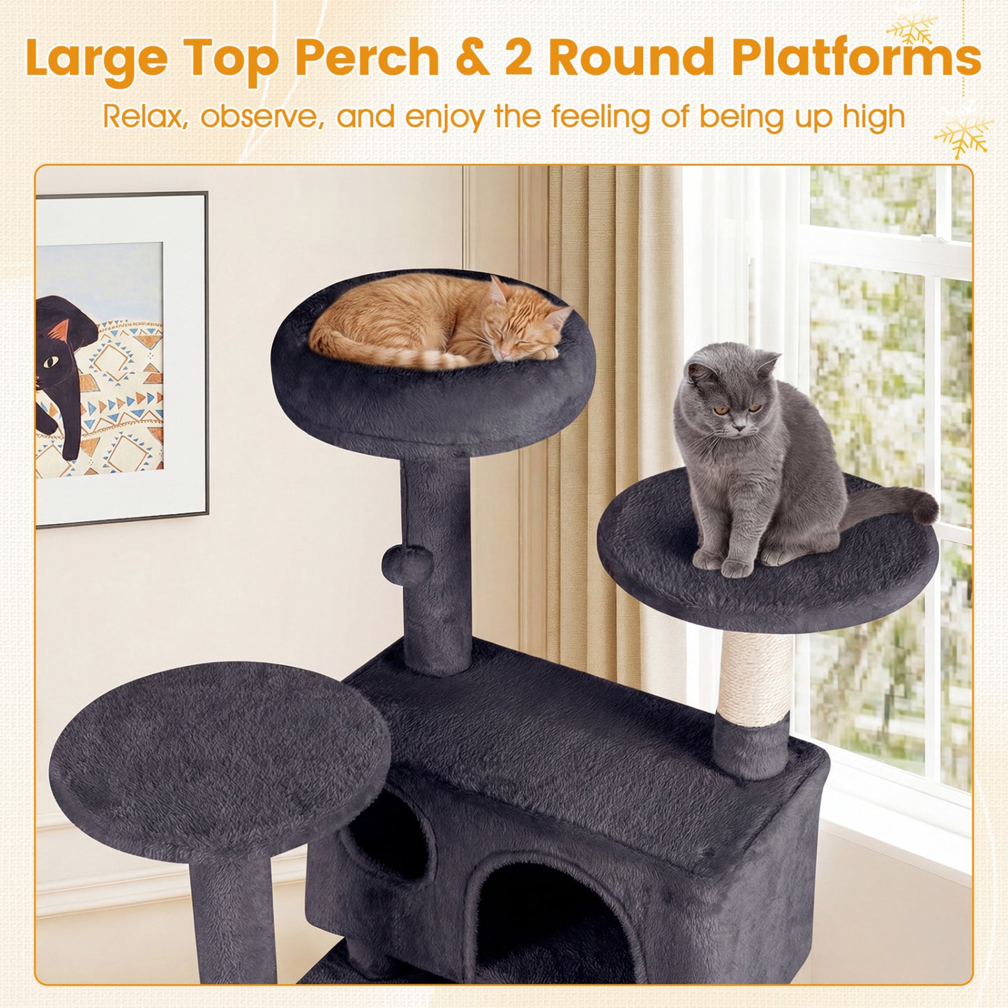 52 Inch Tall Cat Tree Tower for Indoor Cats-Dark Gray
