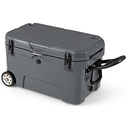 52 Quart Portable Hard Cooler with 6-Day Ice Retention and Wheels-Gray