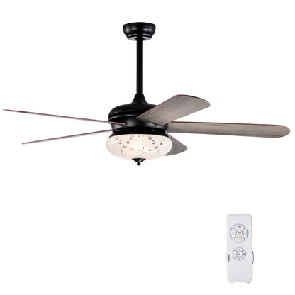 52 Inches Ceiling Fan with Remote Control-Oak - Oak