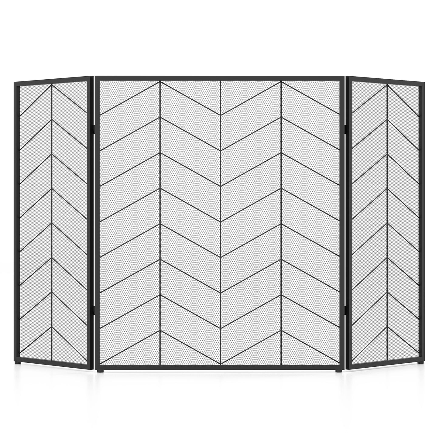 52 x 31 Inch Fireplace Screen with Chevron Herringbone Pattern