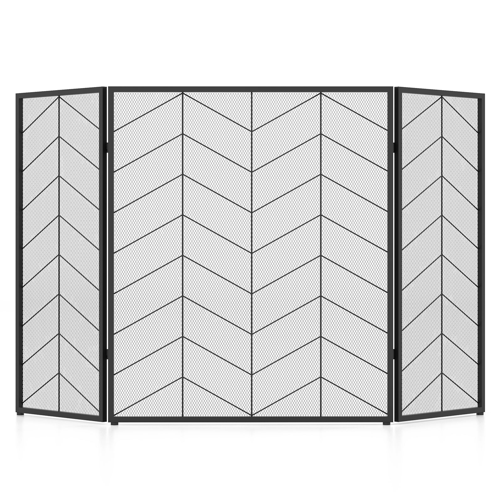 52 x 31 Inch Fireplace Screen with Chevron Herringbone Pattern