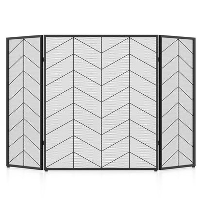 52 x 31 Inch Fireplace Screen with Chevron Herringbone Pattern