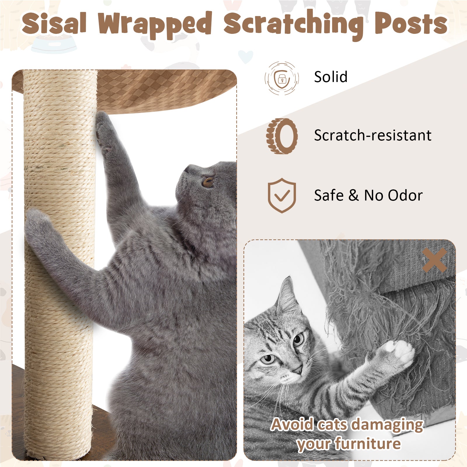 53 Inch Cat Tree with Condo and Swing Tunnel-Brown