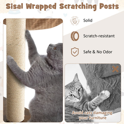 53 Inch Cat Tree with Condo and Swing Tunnel-Brown