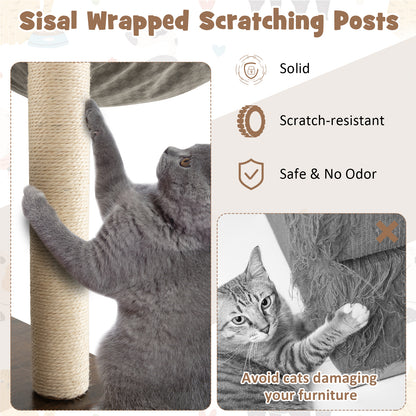 53 Inch Cat Tree with Condo and Swing Tunnel-Gray