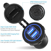 1Pc 2 USB Charger 12-24V Car Cigarette Lighter Socket