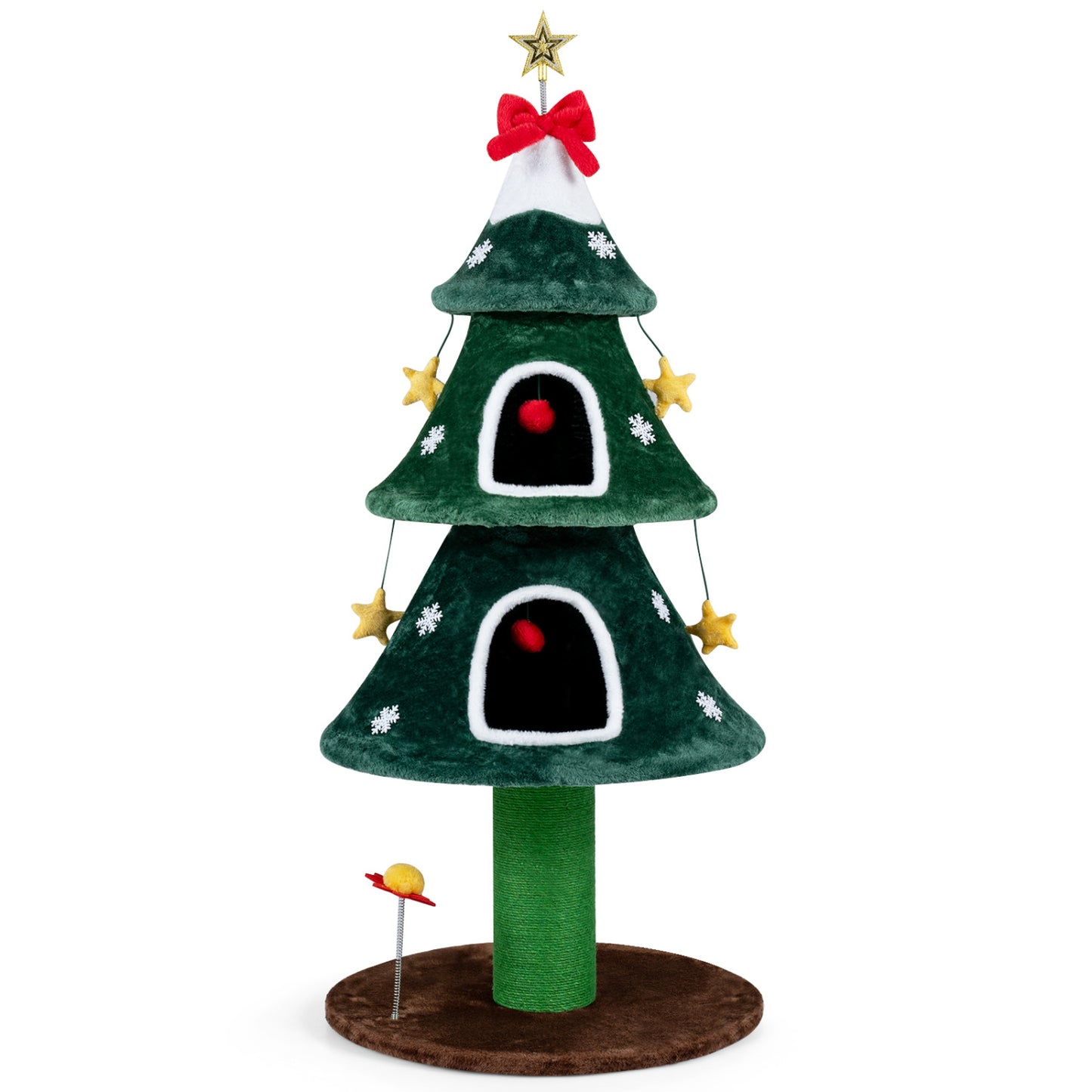 54-Inch Christmas Cat Tree with 2 Condos - Green