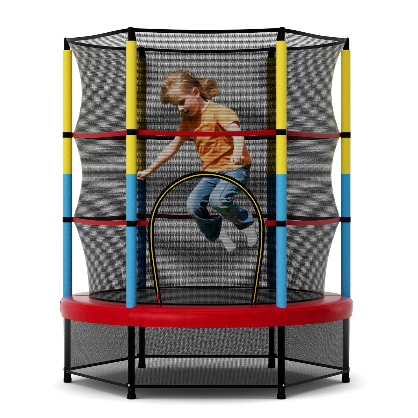55 Inch Mini Trampoline for Kids with Safety Enclosure Net for Indoor Outdoor