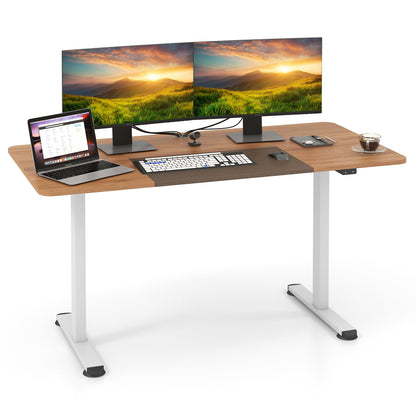 55 Inch Electric Standing Desk Adjustable with Cable Management Hole-Beige - Beige