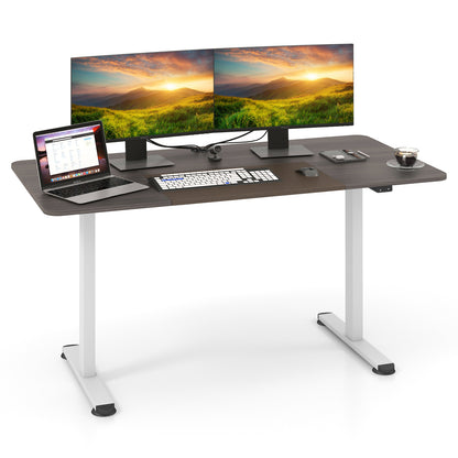 55 Inch Electric Standing Desk Adjustable with Cable Management Hole-Beige - Gray