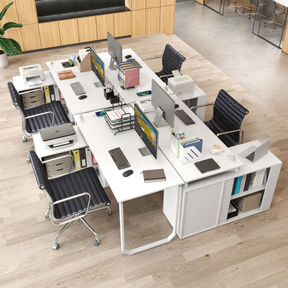 55 Inch Reversible L Shaped Desk with 3 Drawers Home Office Desk with Adjustable Shelf-White