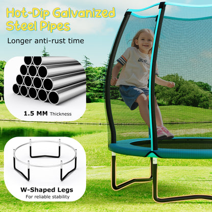 55 Inch Trampoline for Kids Toddler Mini Trampoline with Safety Enclosure Net-Blue