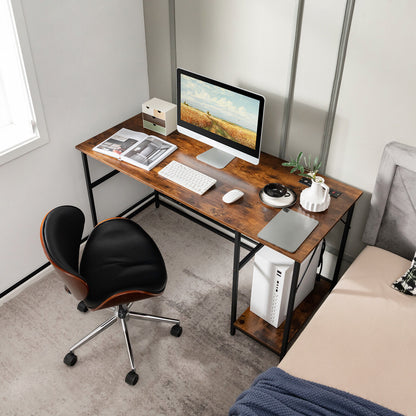 55 Inch Computer Desk with 4 Power Outlets and CPU Stand-Rustic Brown