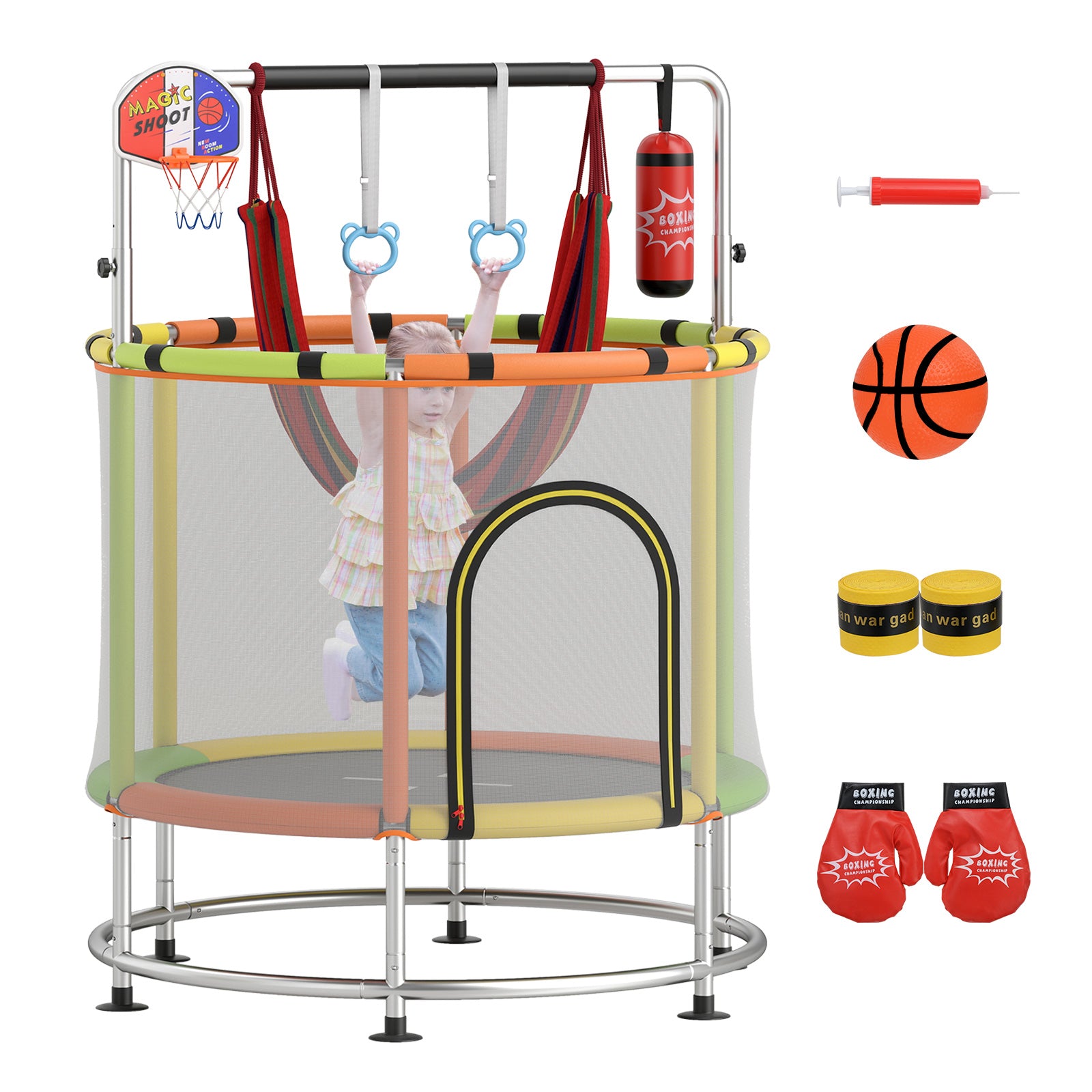 55" Kids Trampoline Gift for for 3-6 Years Old Boys and Girls-Green