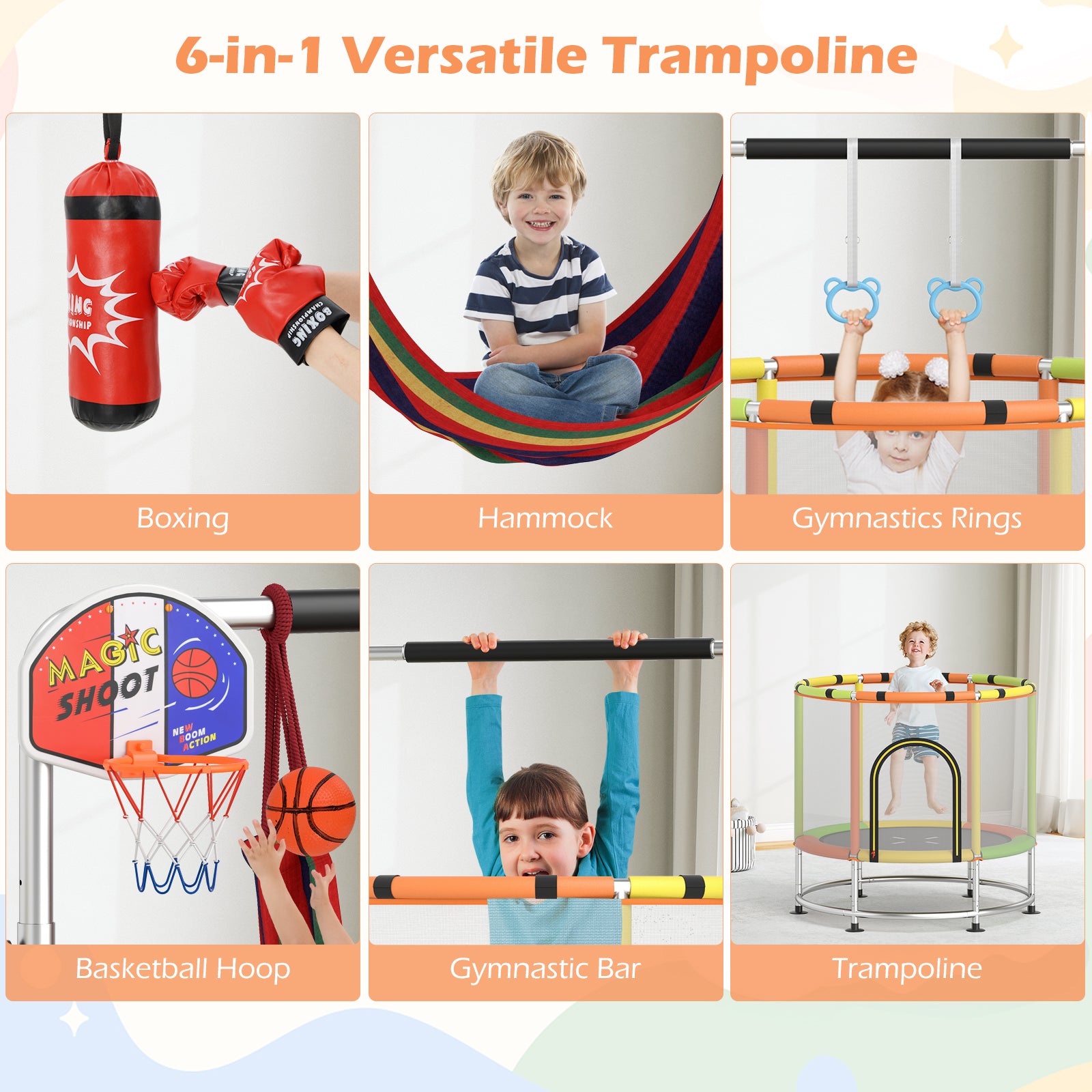 55" Kids Trampoline Gift for for 3-6 Years Old Boys and Girls-Green