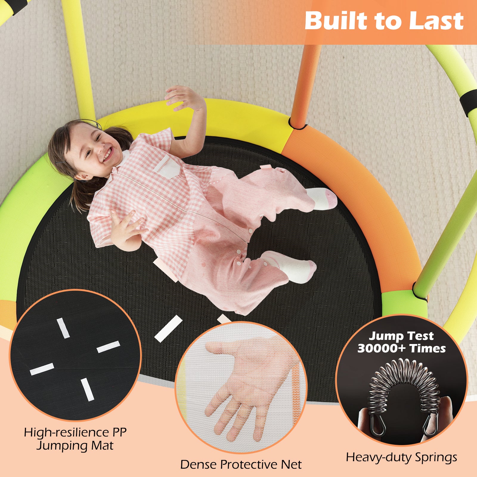 55" Kids Trampoline Gift for for 3-6 Years Old Boys and Girls-Green