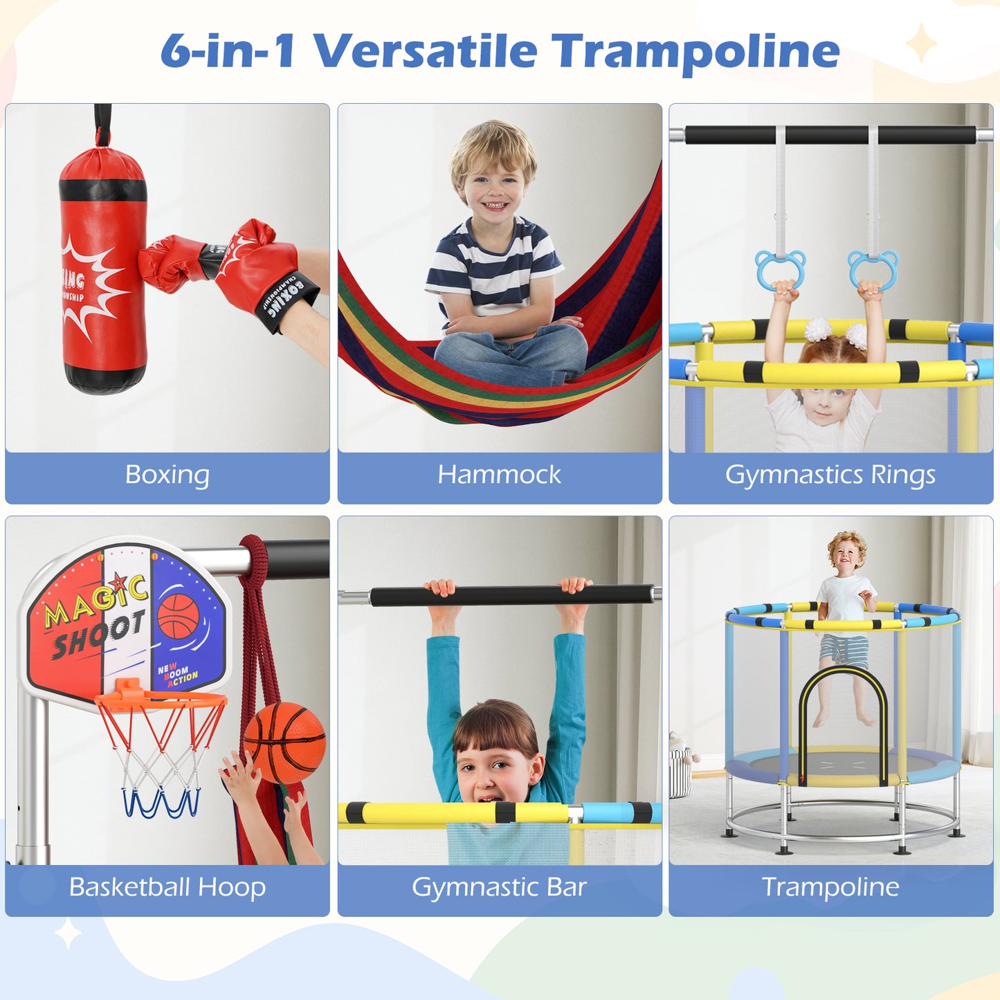 55" Kids Trampoline Gift for for 3-6 Years Old Boys and Girls-Navy