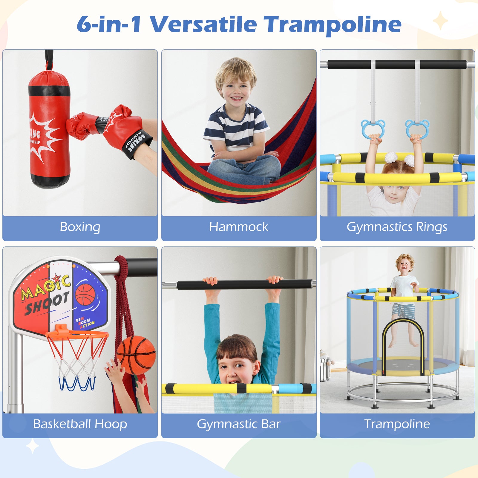 55" Kids Trampoline Gift for for 3-6 Years Old Boys and Girls-Navy