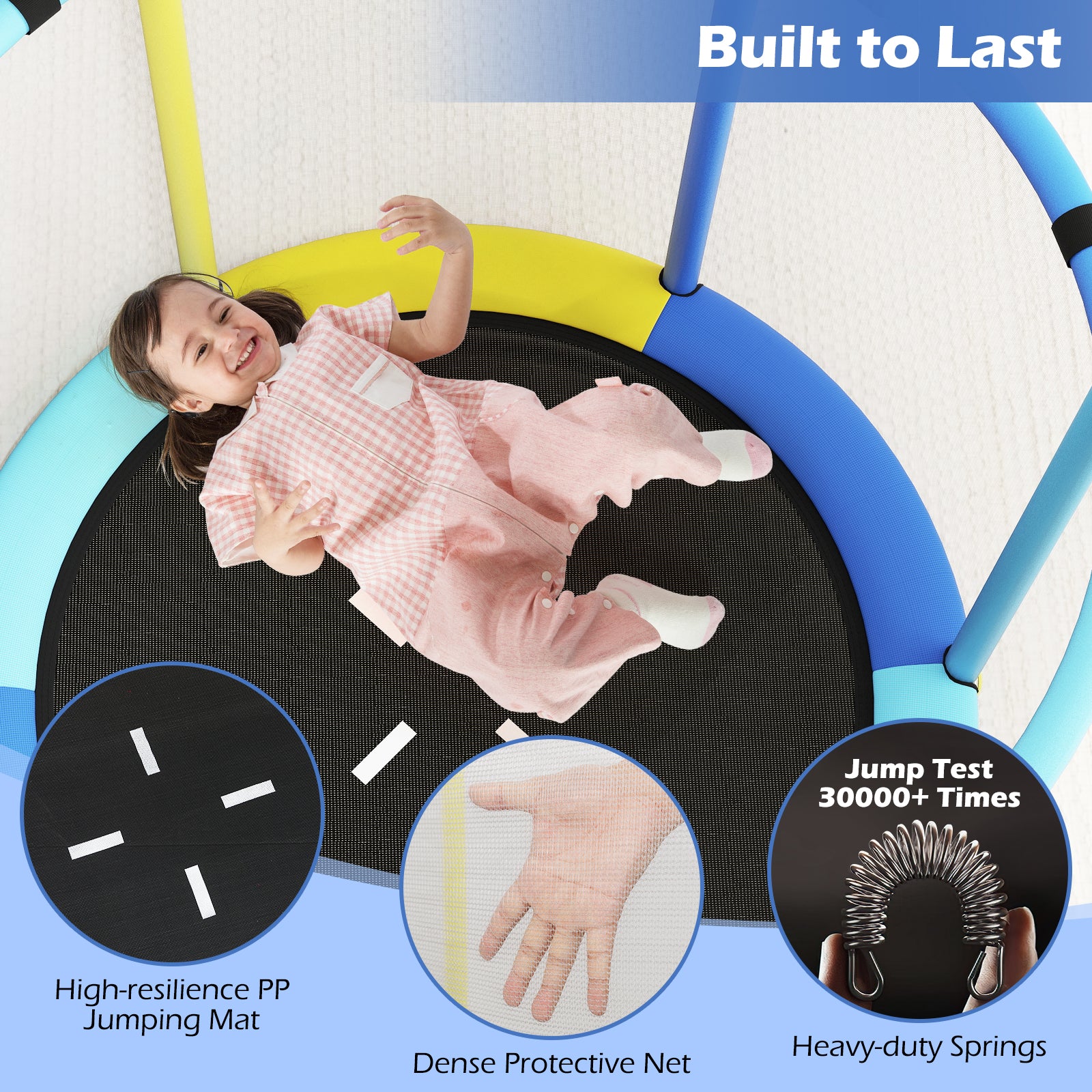 55" Kids Trampoline Gift for for 3-6 Years Old Boys and Girls-Navy