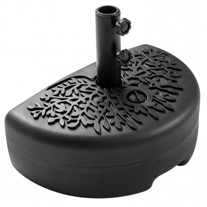 55 LBS Half Round Patio Umbrella Base for Deck Lawn Poolside-Black