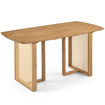 55" Dining Table Set with 2 Benches for 4 People